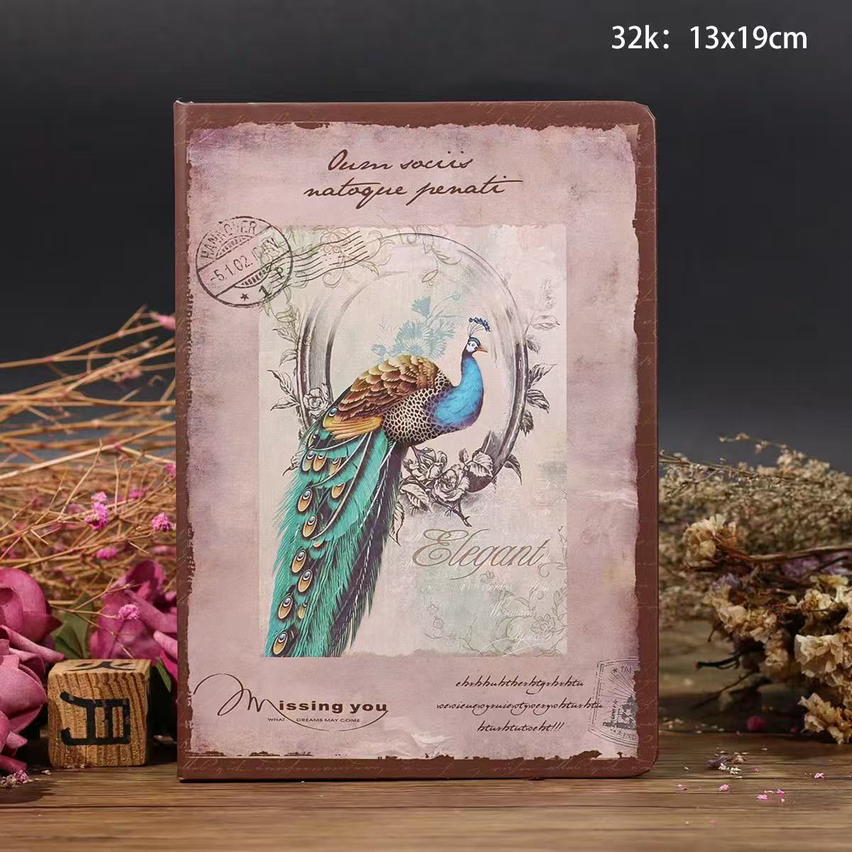 Retro Peacock A5 Journal Paper Books 110 pages