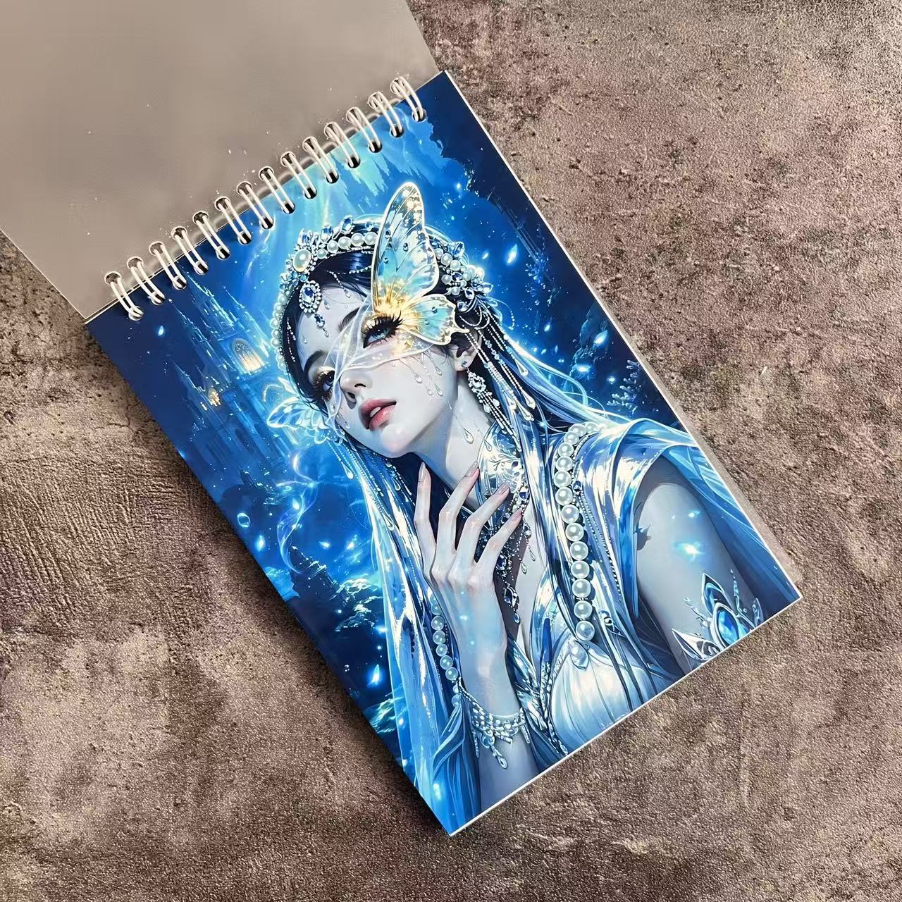 Blue Fairy A5 Spiral Journal Paper Books  (60 blank pages,Double-Sided Protective)