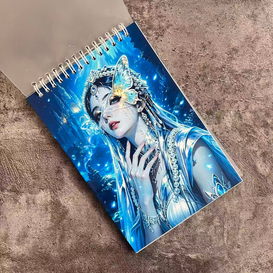 Blue Fairy A5 Spiral Journal Paper Books  (60 blank pages,Double-Sided Protective)