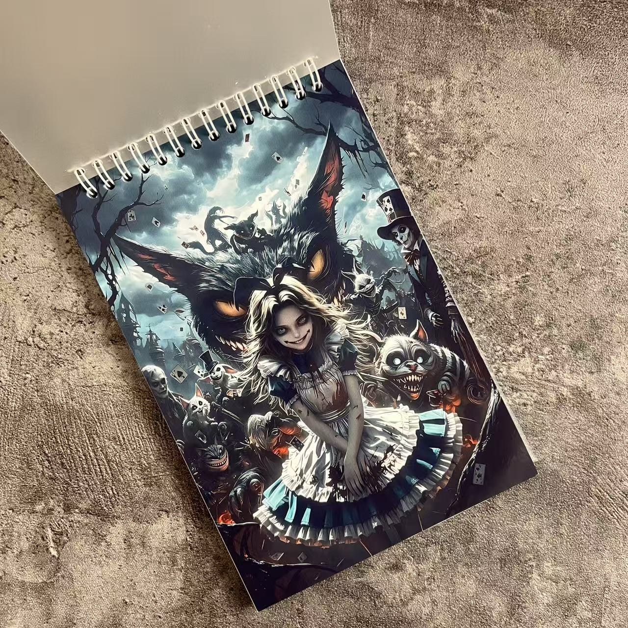 Dark Evil Alice A5 Spiral Journal Paper Books  (60 blank pages,Double-Sided Protective)
