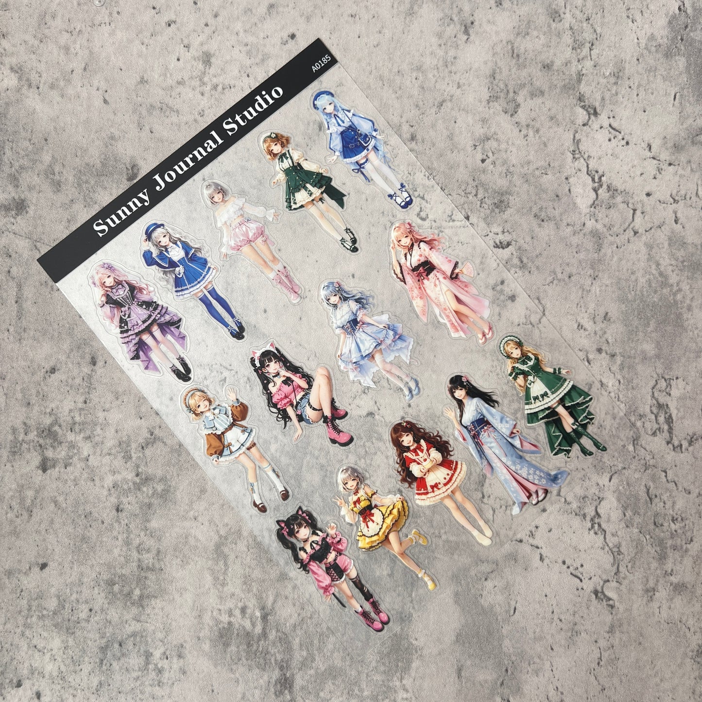 A0185--Cue Anime Girls PET Sticker 1 Pcs A5 Size