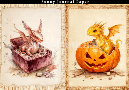 B0022-Vintage Dragon baby A5 paper no repeat