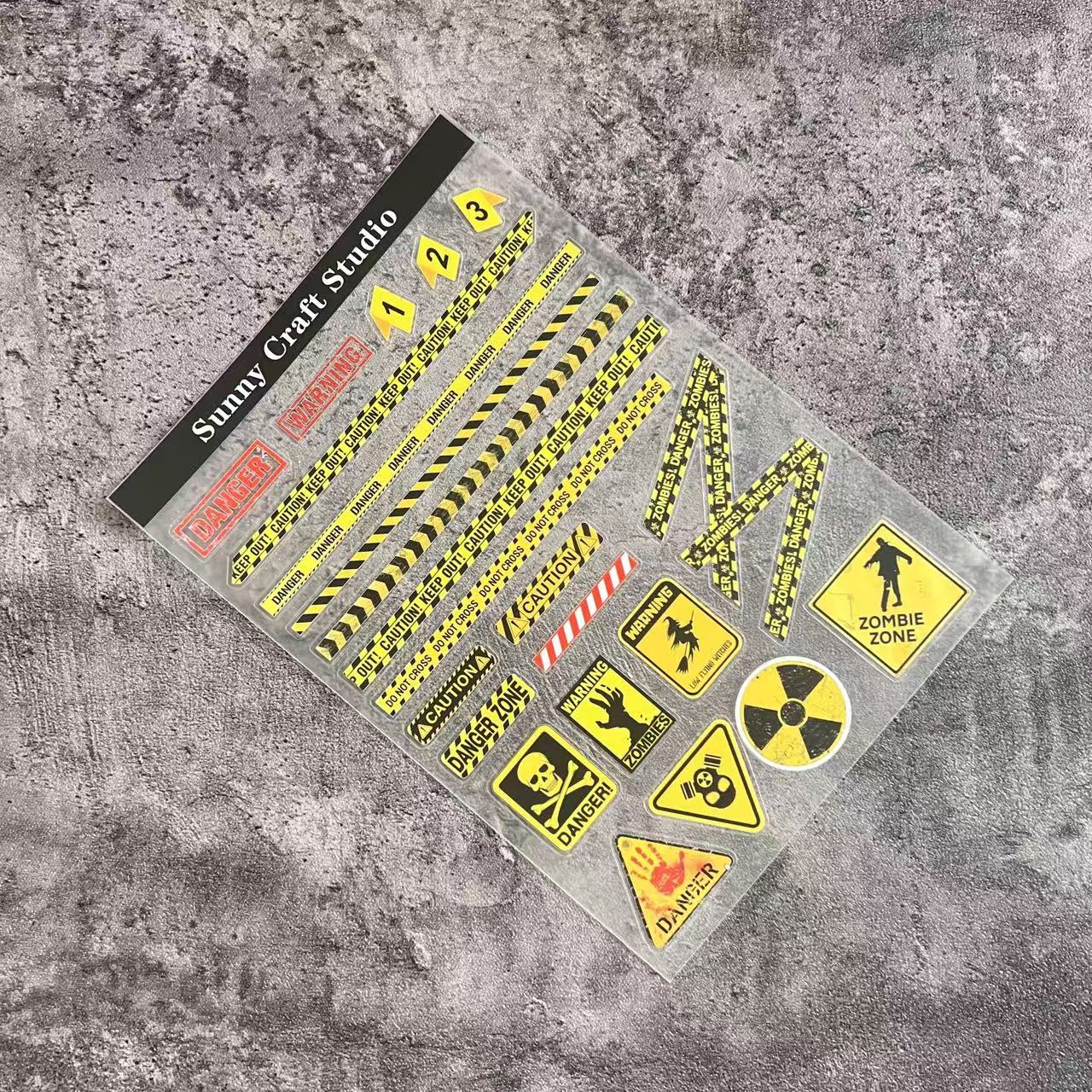A0108--Risk warning line PET Sticker 1 Pcs A5 Size