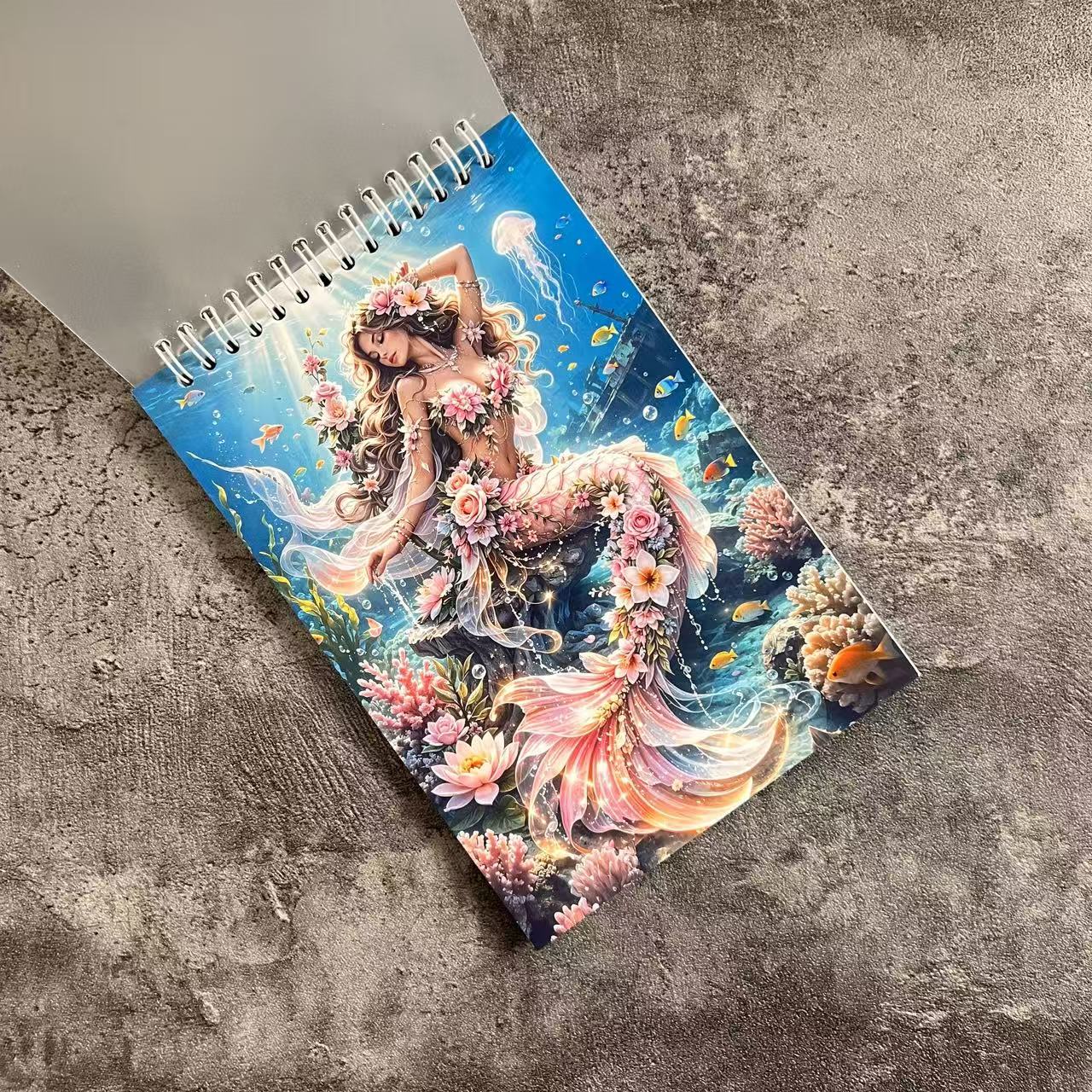 Pink Mermaid A5 Spiral Journal Paper Books  (60 blank pages,Double-Sided Protective)