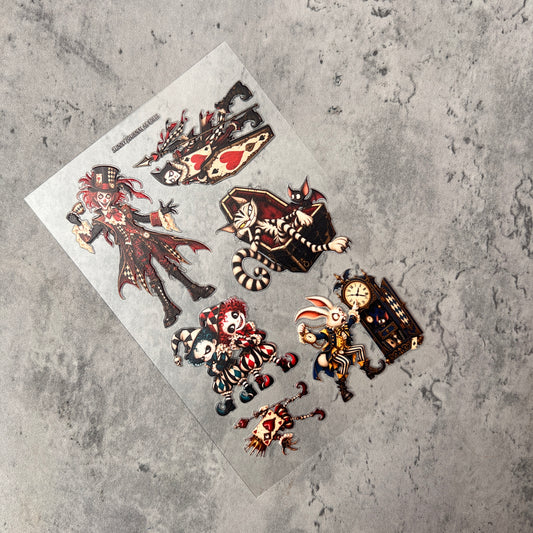 E0010--Mad Hatter&Cat  3D Embossed Sticker 1 Pcs A6 Size 10X15cm=4x6inch