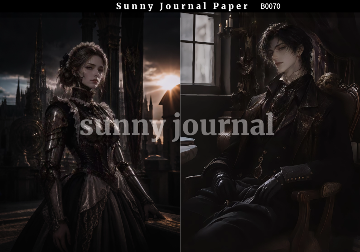 B0070-Dark Fantasies Gothic Royalty Paper A5 paper 10pcs no repeat