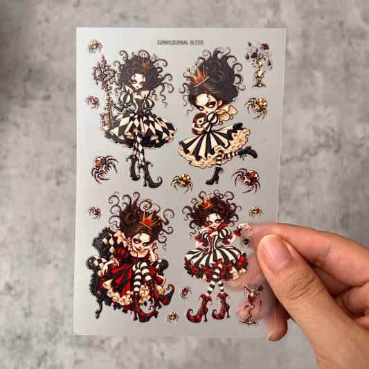 E005--Drak Queen Heart 3D Embossed Sticker 1 Pcs A6 Size 10X15cm=4x6inch