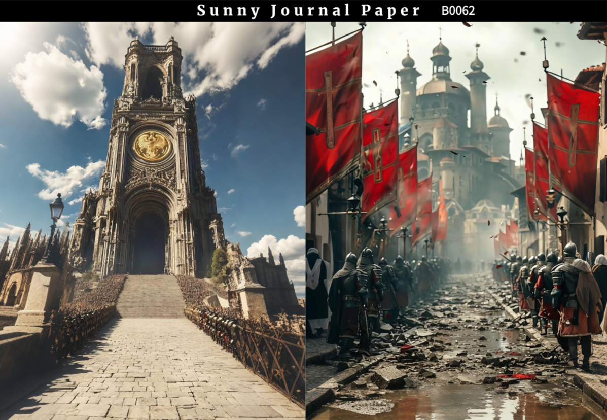 B0062-Medieval fantasy warfare Paper A5 paper 10pcs no repeat