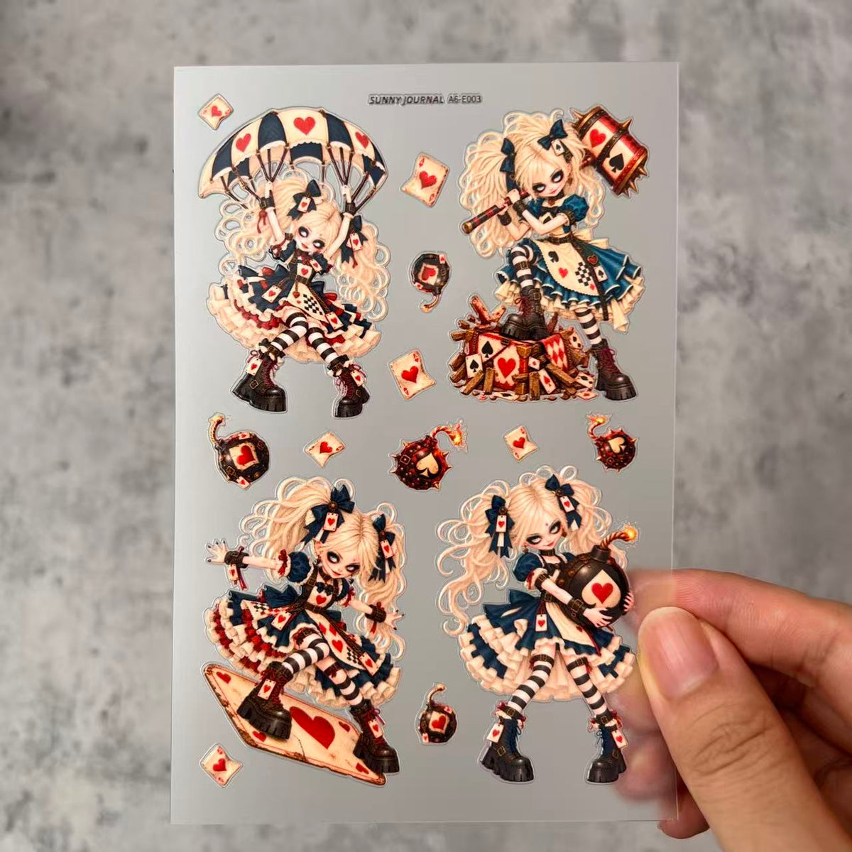 E003--Whimsical Alice 3D Embossed Sticker 1 Pcs A6 Size 10X15cm=4x6inch
