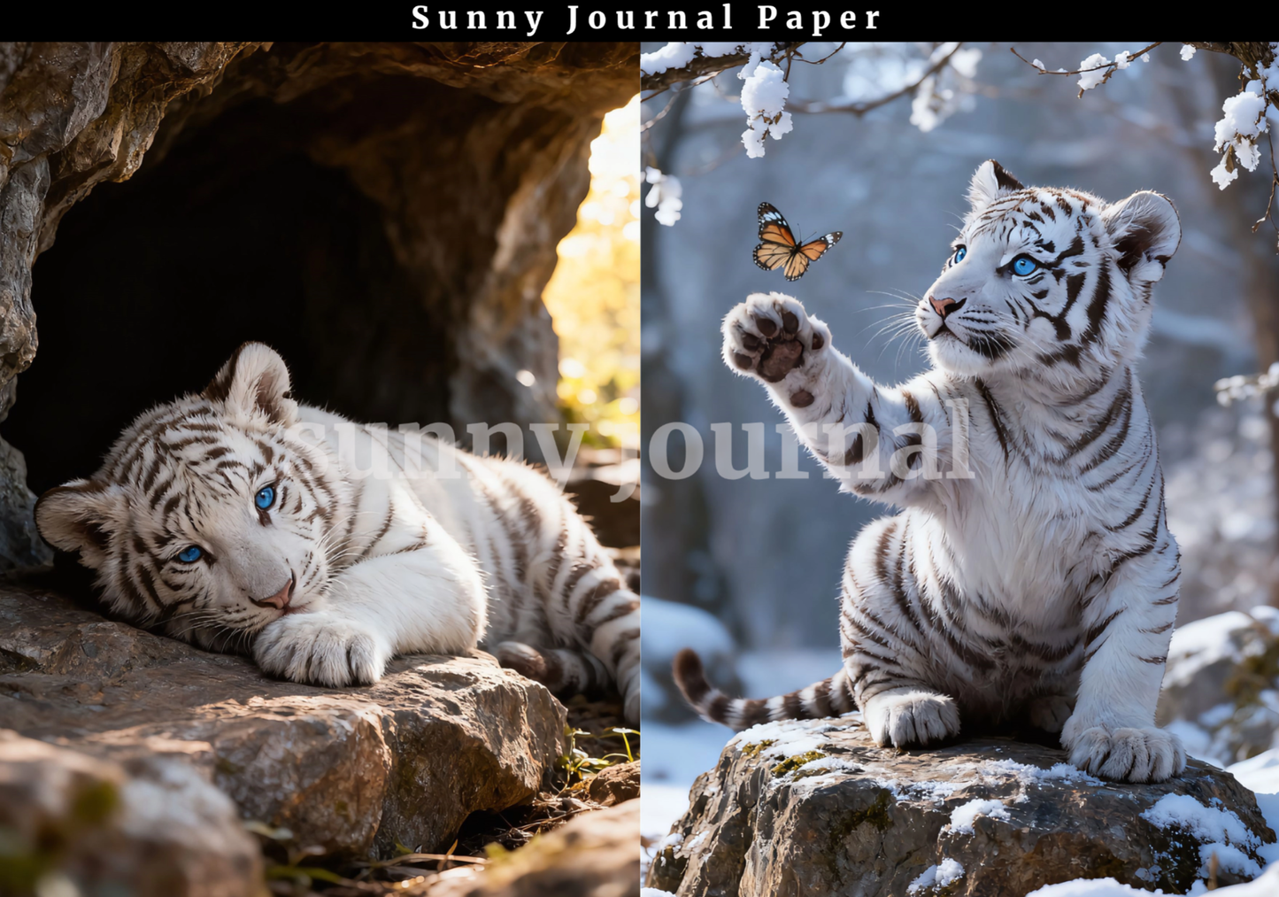 B0025- White Tiger A5 paper no repeat