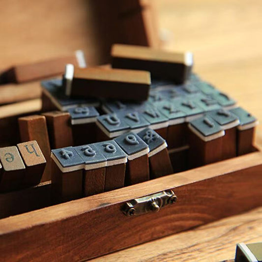 Typewriter font Letter and Number Wooden Stamp Set 70pcs For Journal