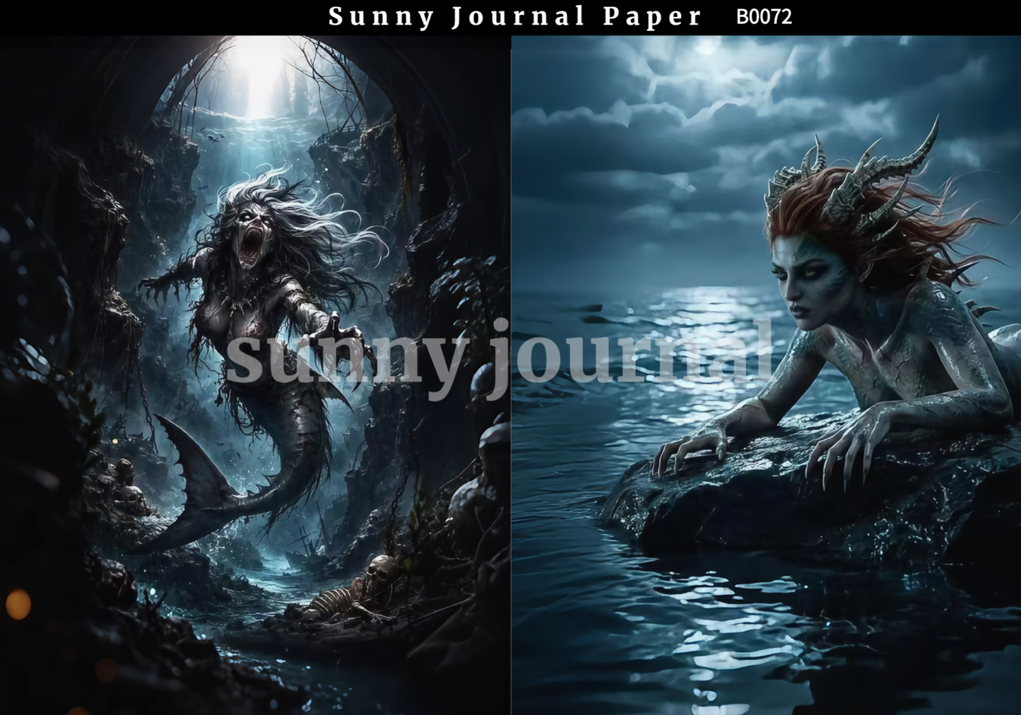 B0072-Dark Mermaid Paper A5 paper 10pcs no repeat