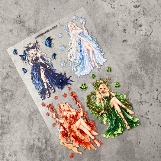 E0017--Enchanted Forest Fairy 3D Embossed Sticker 1 Pcs A6 Size 10X15cm=4x6inch