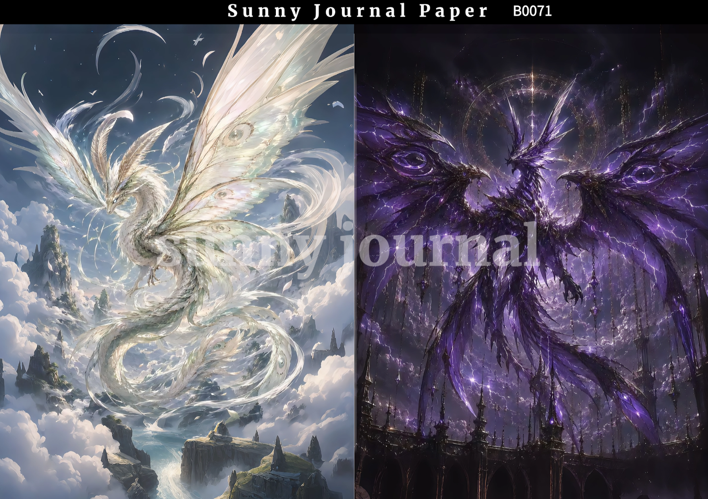 B0071-Dark Fantasies Gothic Gragon Medieval Legends Paper A5 paper 10pcs no repeat