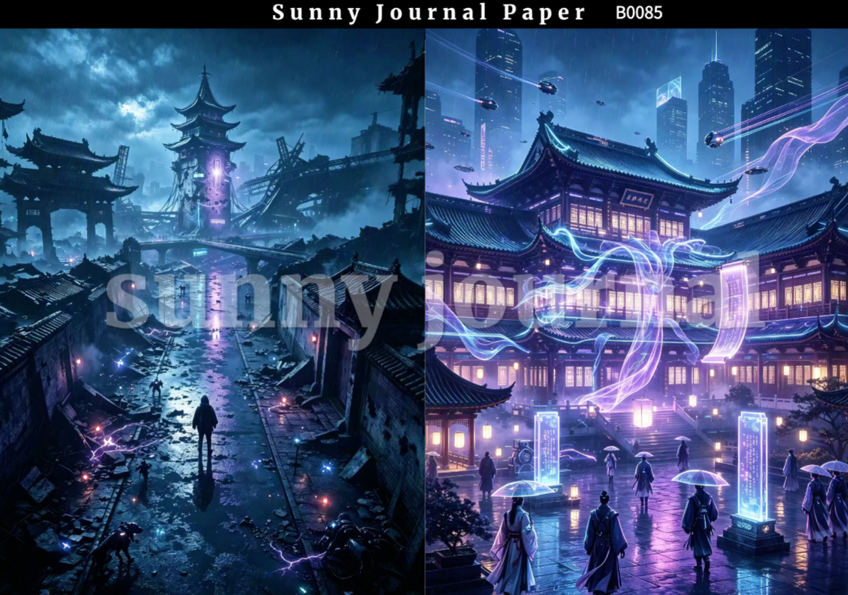 B0085-CyberPunk Oriental Style A5 paper 10pcs no repeat