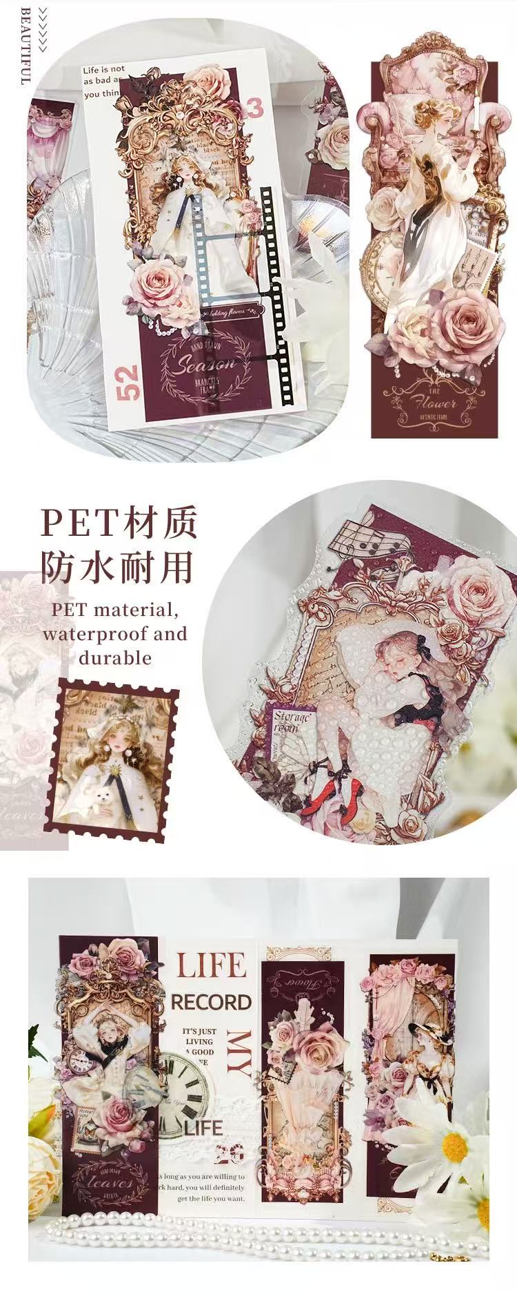 Vintage Sweet Girls PET Stickers 10 Sheets Per Pack