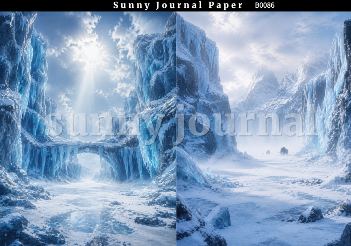 B0086-Ice Age Themed Background A5 paper 10pcs no repeat
