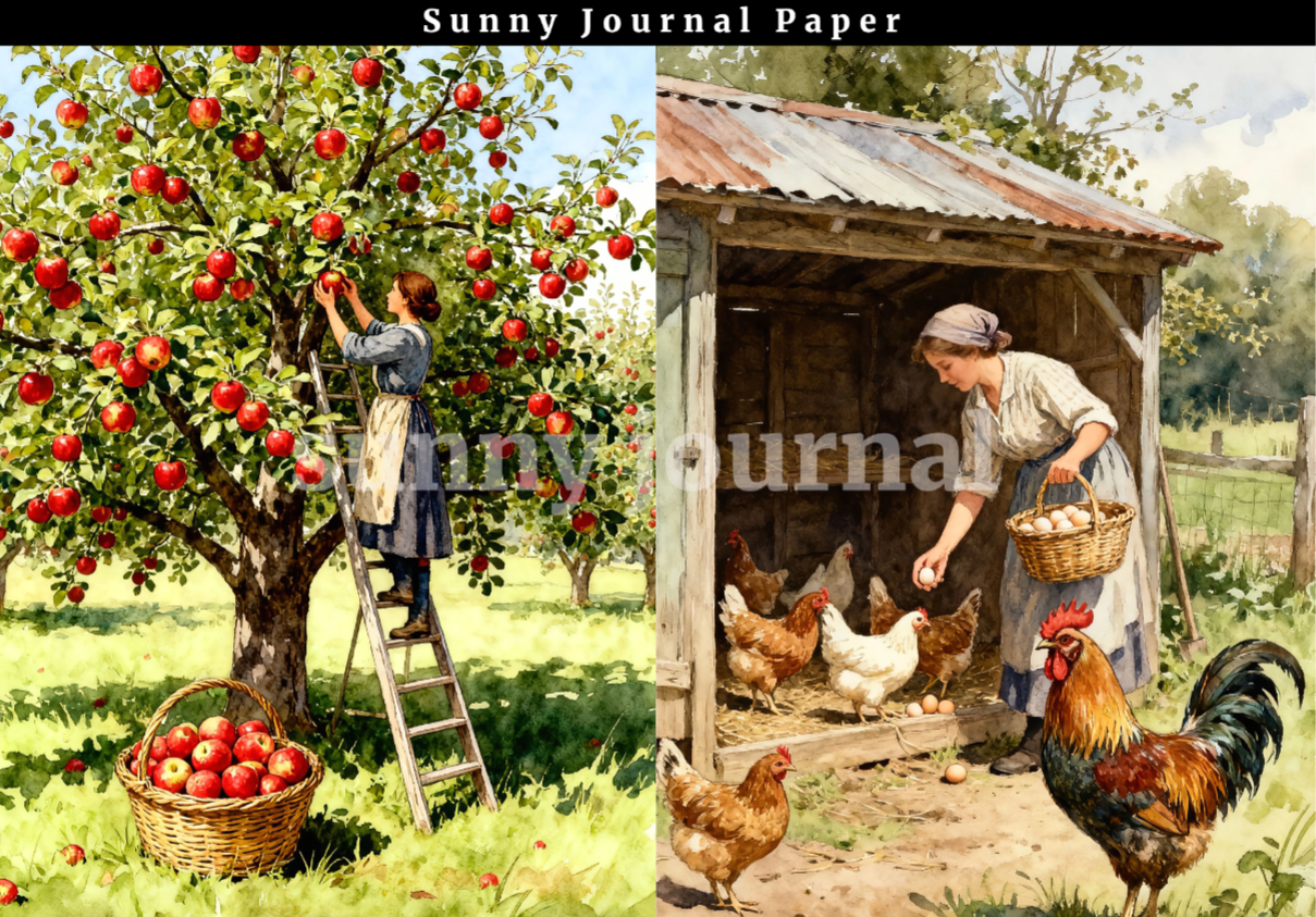 B0027-Autumn Harvest Farm 20 images A5 paper no repeat