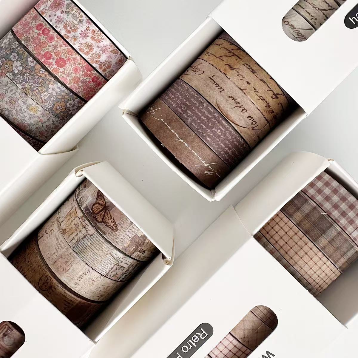 Washi Tape Set Vintage Brown Series 8 pcs rolls