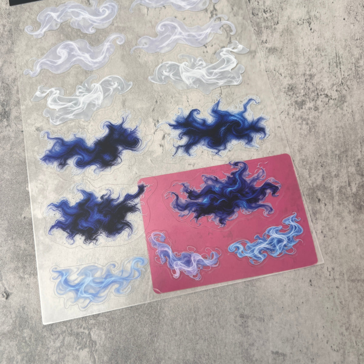 A0200--White&Blue Misty Haze PET Sticker 1 Pcs A5 Size