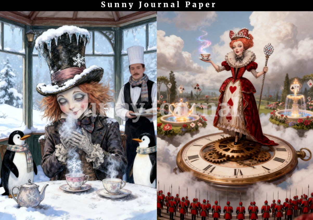 B0056- Fairy Alice in Wonderland Paper A5 paper 15pcs no repeat
