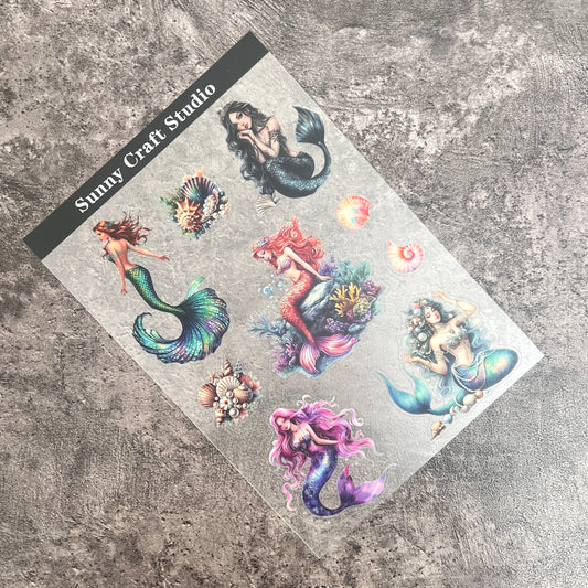 A0019--Mermaid PET Sticker 1 Pcs A5 Size
