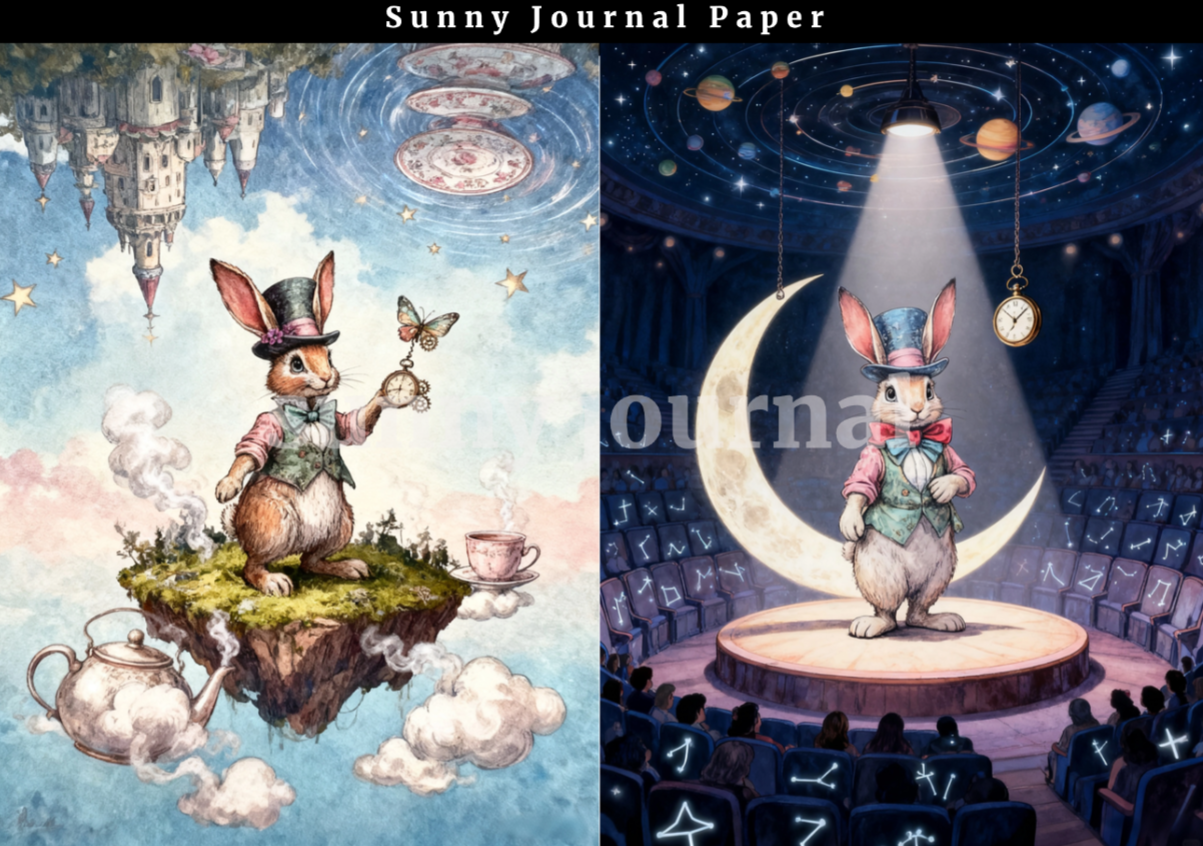 B0056- Fairy Alice in Wonderland Paper A5 paper 15pcs no repeat