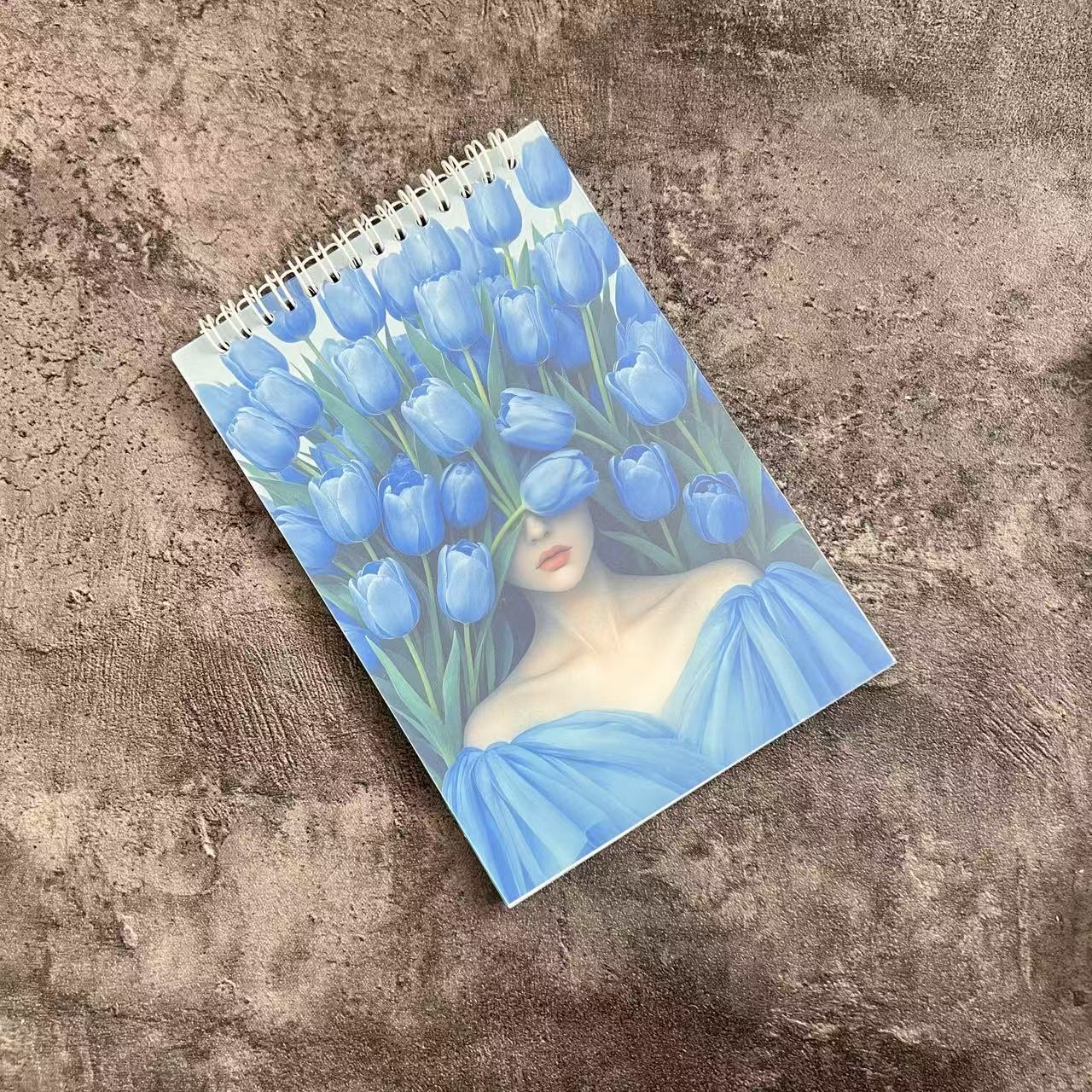Blue Tulips A5 Spiral Journal Paper Books  (60 blank pages,Double-Sided Protective)