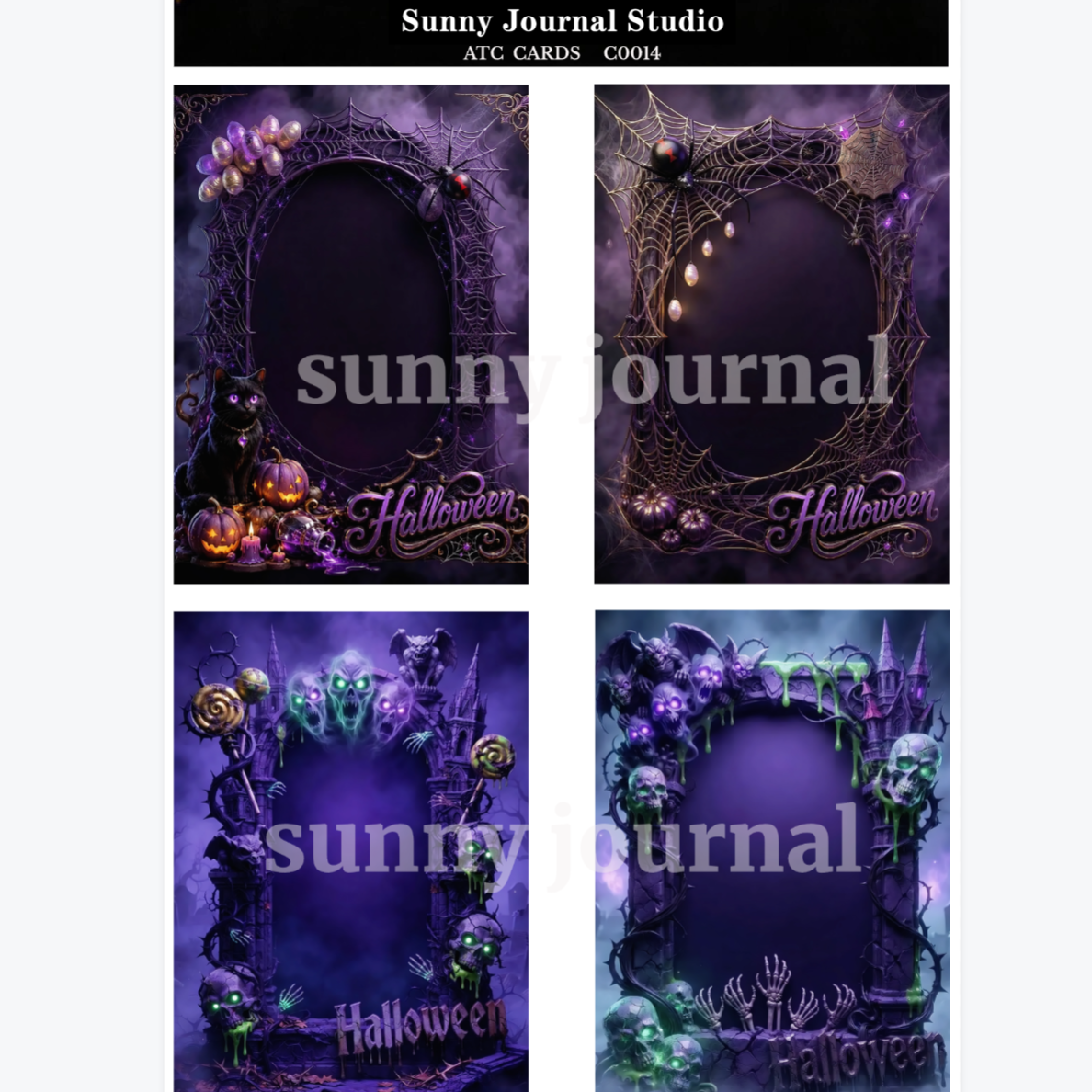 C0014-Gothic Halloween ATC Cards 20 iamges 300GSM Paper Card / Self-cut Required