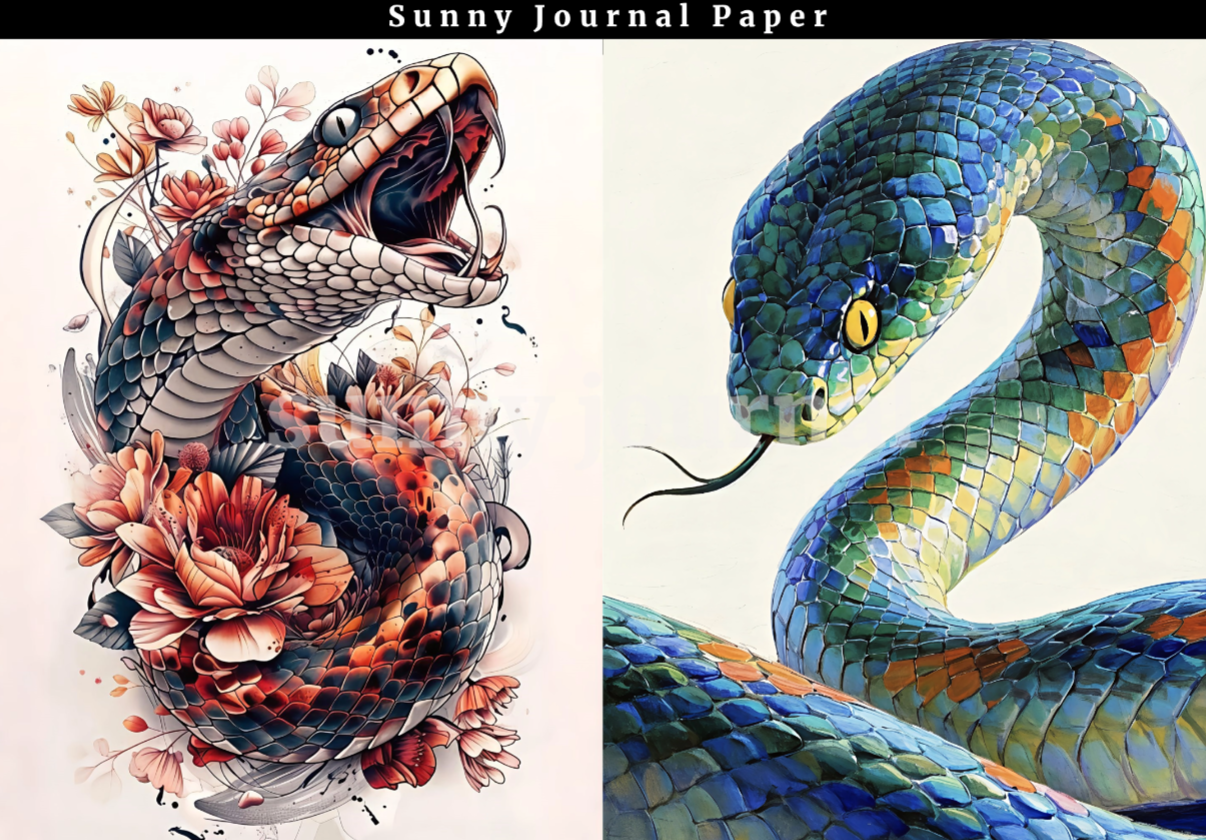 B0026- Colorful Snake A5 paper 10PCS no repeat