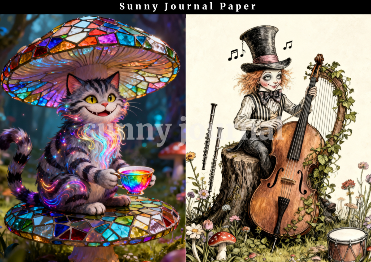 B0056- Fairy Alice in Wonderland Paper A5 paper 15pcs no repeat