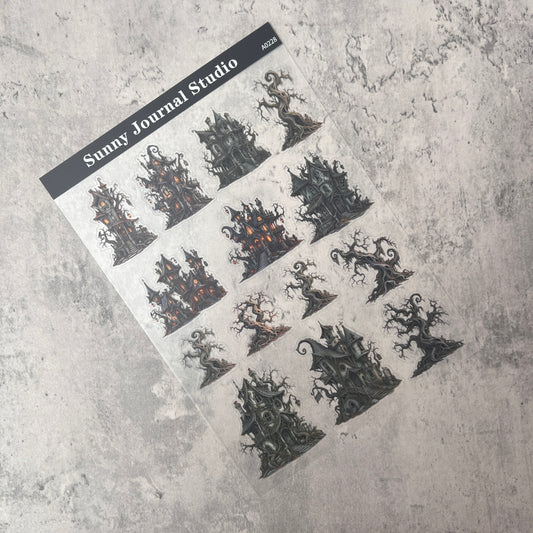 A0228--Halloween Creep Trees PET Sticker 1 Pcs A5 Size