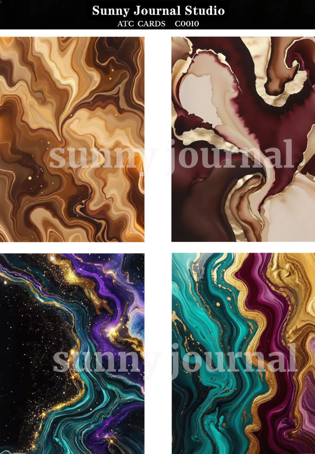 C0010-Marble Texture ATC Cards 20 iamges 300GSM Paper Card / Self-cut Required