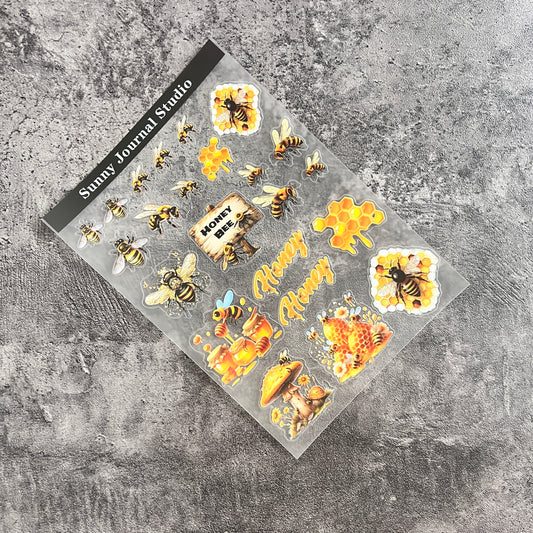 A0040--Honey and Bees PET Sticker 1 Pcs A5 Size