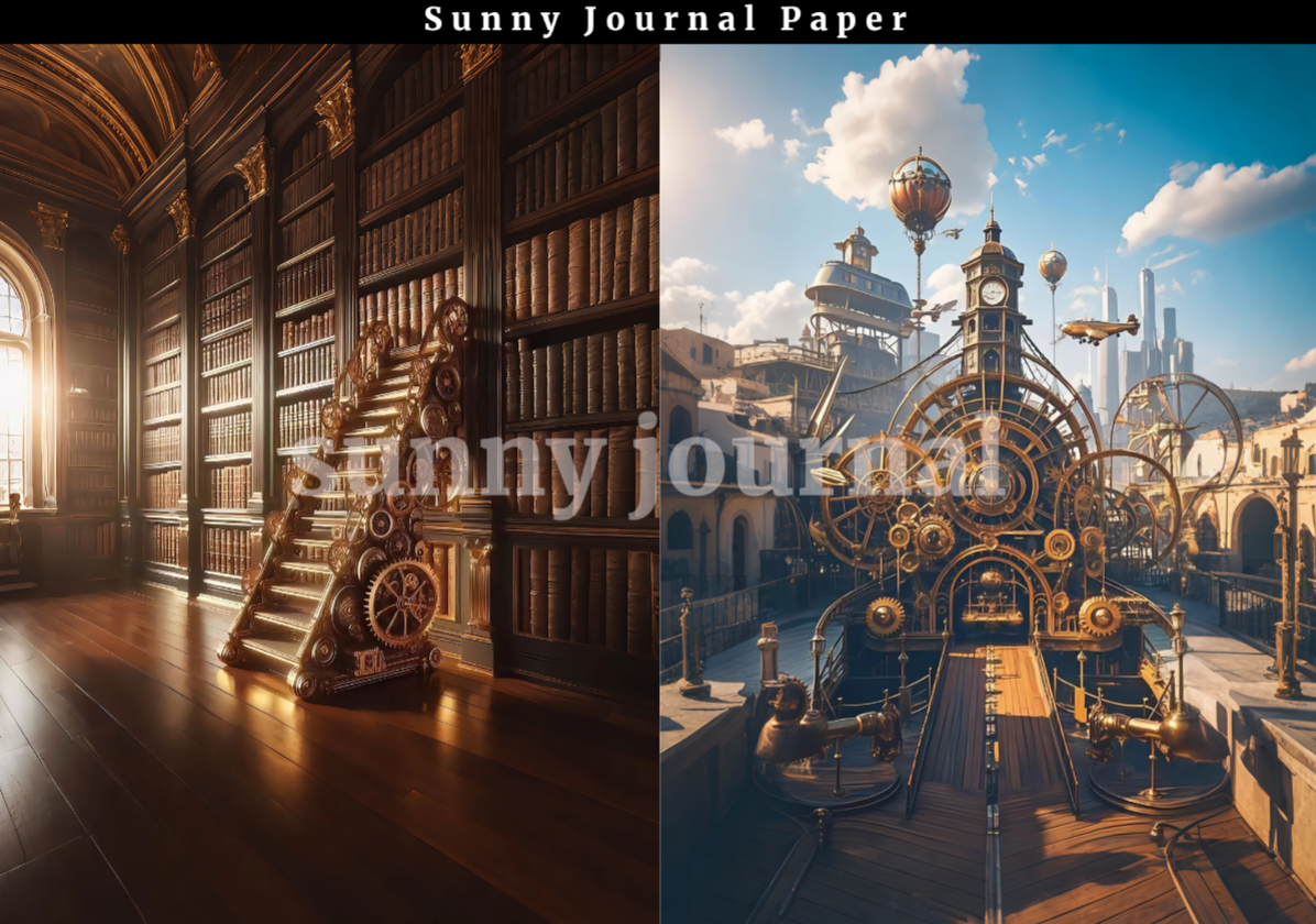 B0047-SteamPunk Background A5 paper 10pcs no repeat