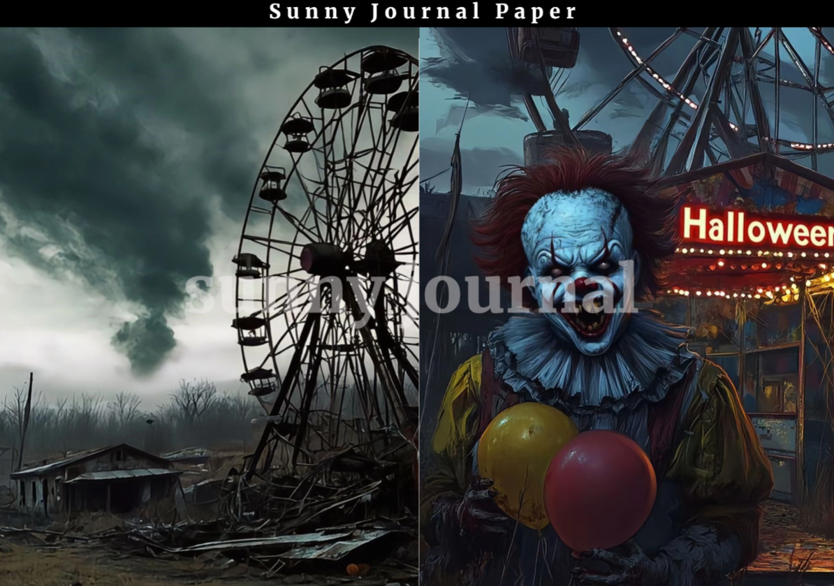 B0028- Horror Amusement Park A5 paper 10 pcs no repeat