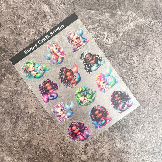 A0020--Baby Mermaid PET Sticker 1 Pcs A5 Size