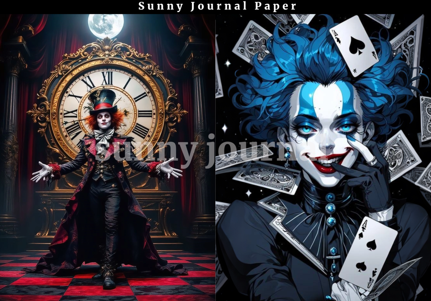 B0023-Joker the Crazy Hat in Alice A5 paper 10pcs no repeat