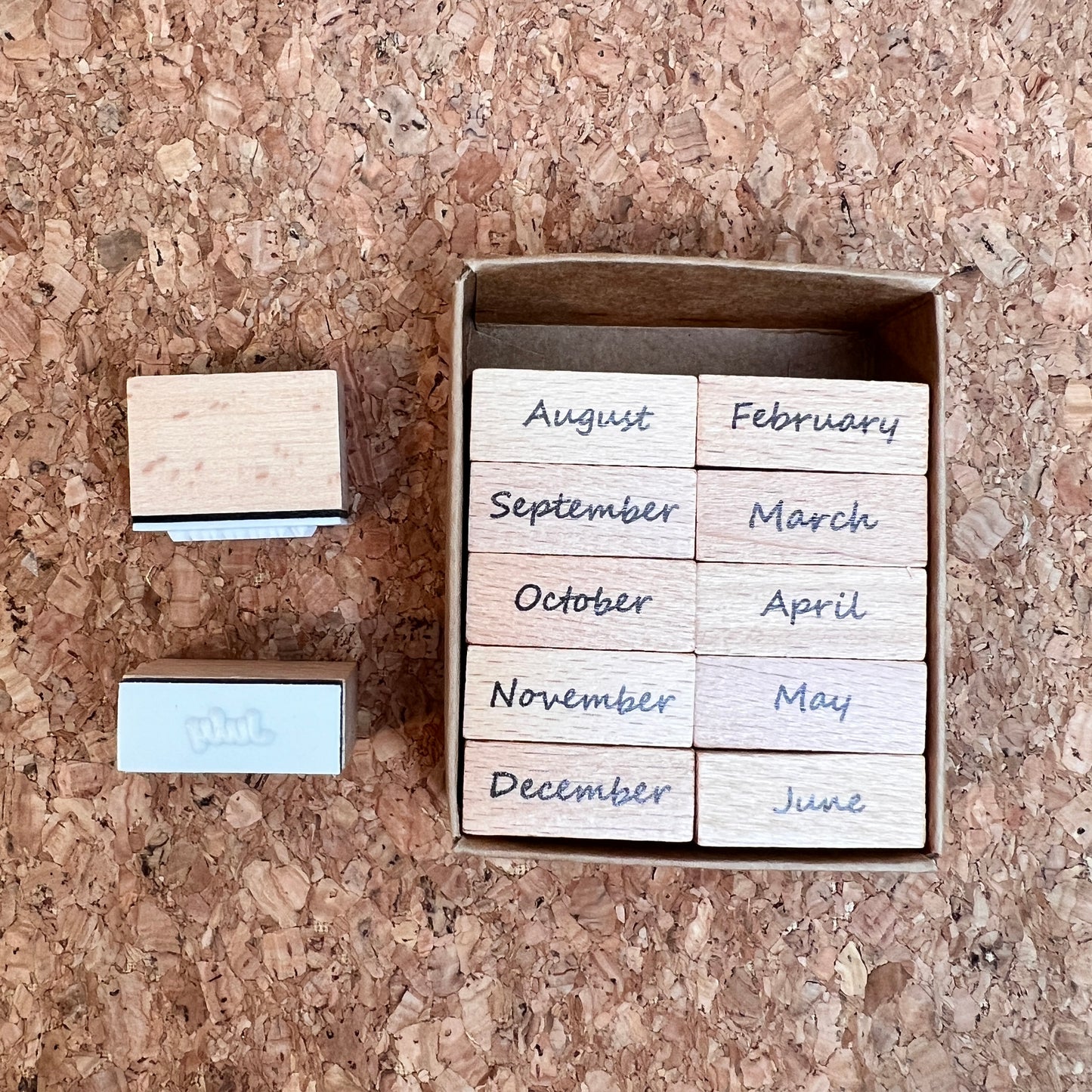 Wooden Month Stamp Set 12pcs For Journal
