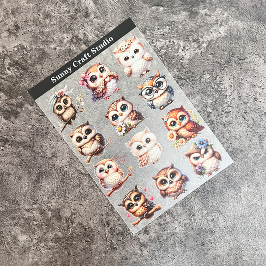 A0011--Owl PET Sticker 1 Pcs A5 Size