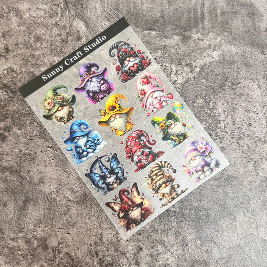 A0015---Gnome PET Sticker 1 Pcs A5 Size