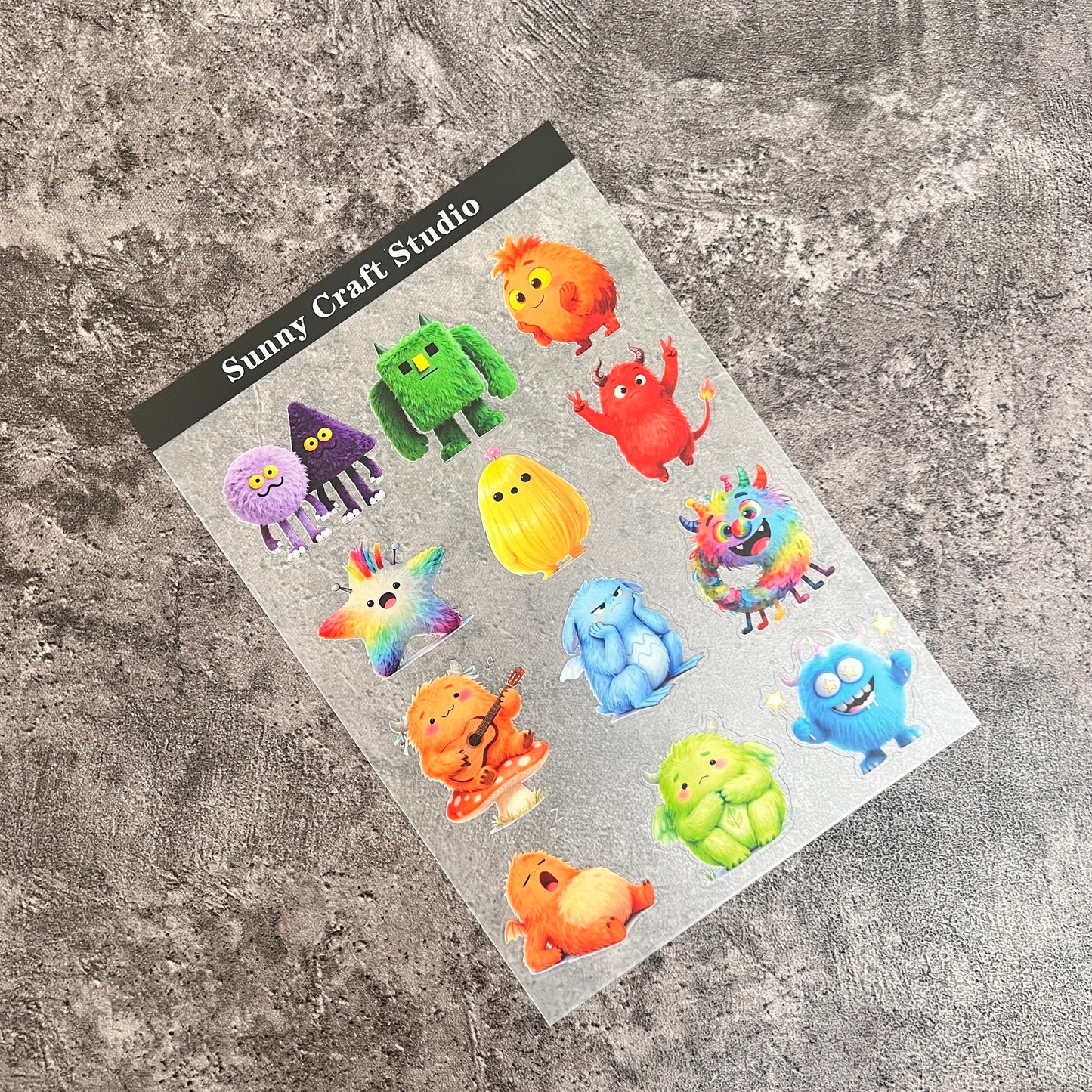 A0007---Cute monsters PET Stickers 1 Pcs A5 Size