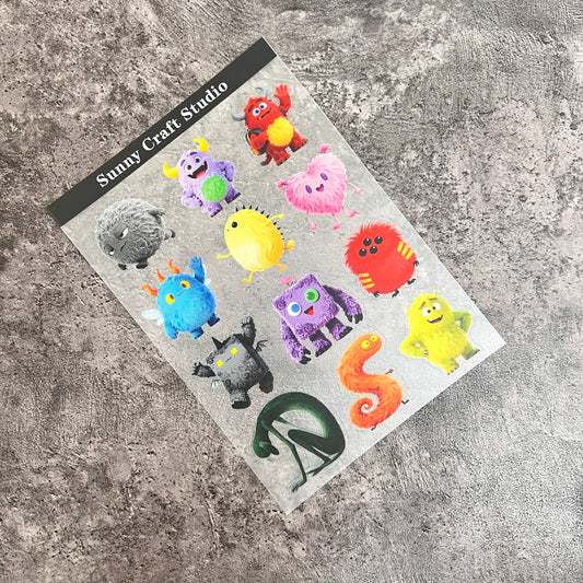 A0005---Cute monsters PET Stickers 1 Pcs A5 Size
