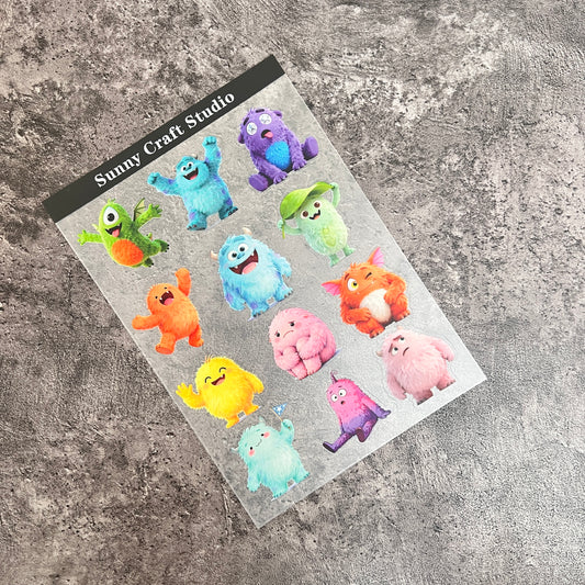 A0004---Cute monsters PET Stickers 1 Pcs A5 Size