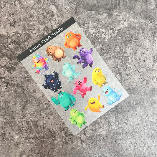 A0002---Cute monsters PET Stickers 1 Pcs A5 Size