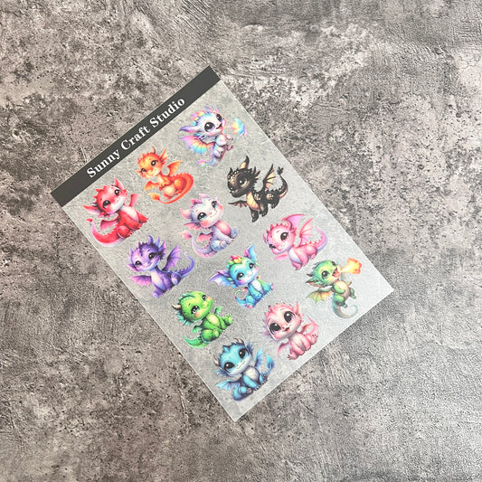 A0014---Little Dragon PET Sticker 1 Pcs A5 Size