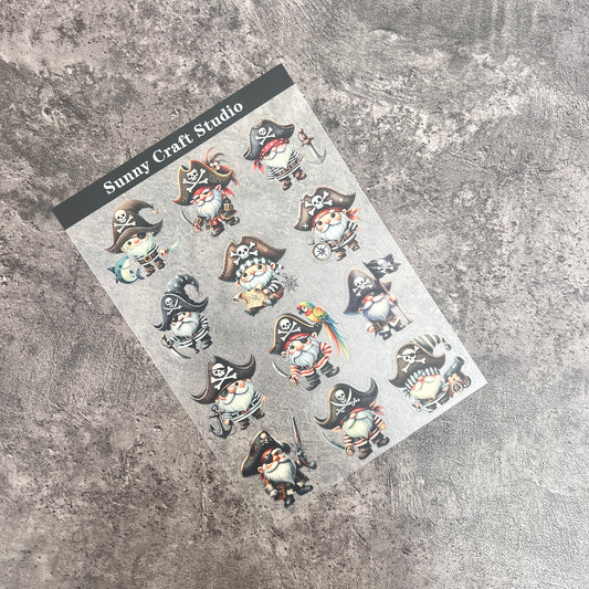 A0022--Gnome Pirate PET Sticker 1 Pcs A5 Size