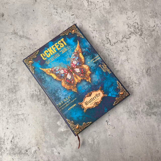Retro Blue Butterfly A5 Journal Paper Books 110 pages