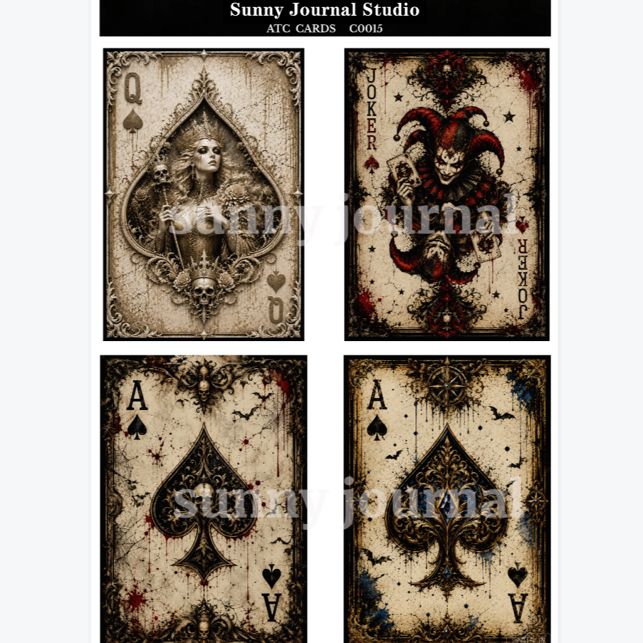 C0015-Gothic Halloween ATC Cards 20 iamges 300GSM Paper Card / Self-cut
