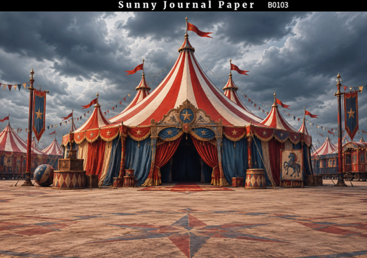 B0103--Circus Horizontal A5 paper 15pcs no repeat